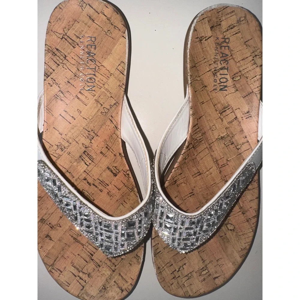 Women's Reaction Kenneth Cole Gazette Embellished Sandal‎ in White size 7